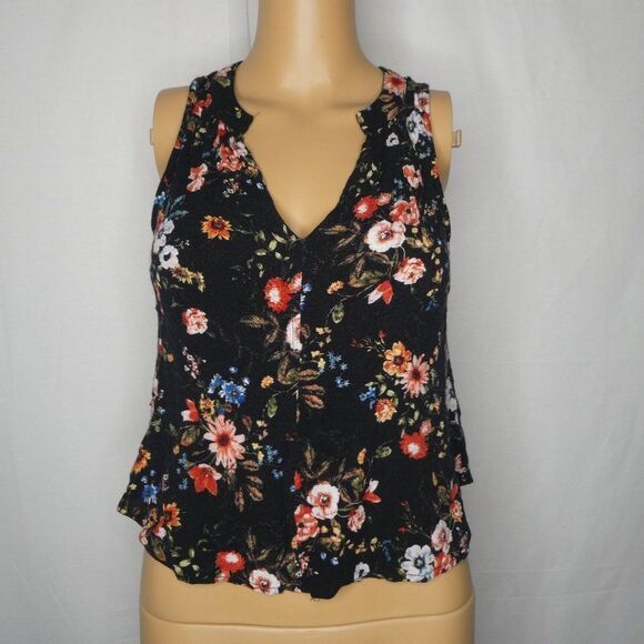 Gypsies & Moondust Floral Sleeveless Blouse V Neck - Picture 1 of 9